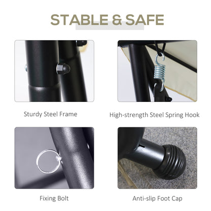 3 Seater Patio Swing Chair Convertible Cushioned Bed Outdoor Porch Backyard with Canopy and Pillow Cream White