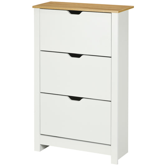 Shoe Storage Cabinet with 3 Flip Drawers and Adjustable Shelves for 18 Pairs of Shoes, White Kids Crystal