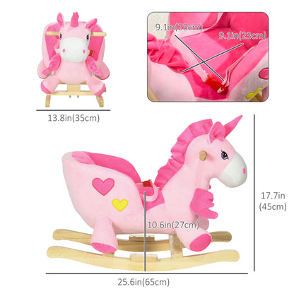 Rocking Unicorn for Babies - Ride On Horse with Songs, Toddler Rocker with Safety Belt, 1.5-3 Years, Pink