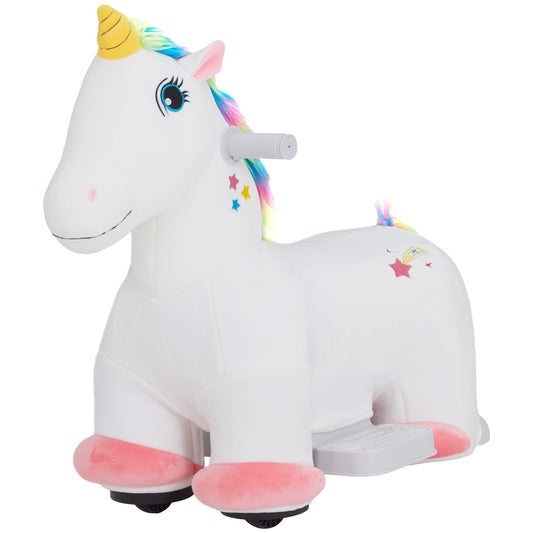 6V Ride on Unicorn, Battery Powered Kids Riding Pony with Music Forward, Aged 18-36 Months, White Kids Crystal