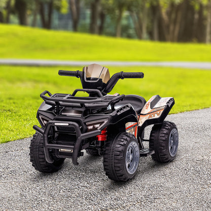 Ride-On ATV: 6V Battery Powered, Four Wheeler, Headlights, 18-36 Months, Black, Toddler Quad