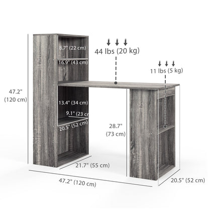Computer Desk with Storage Bookshelf for Home Office Study Workstation Space Saving Furniture Grey