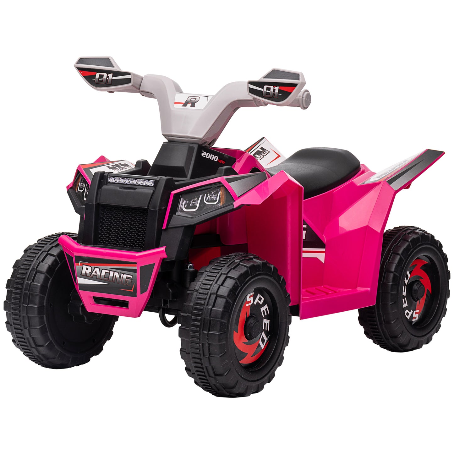 Ride-On Car: 6V, Quad, Electric, Wear-Resistant Wheels, For Boys/Girls, Pink, Toddler Vehicle Kids Crystal