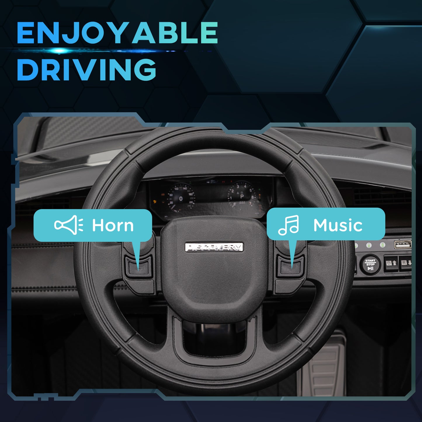 Land Rover Discovery Sport Licensed 12V Ride on Car w/ Remote, Soft Start, LED Lights, Music Horn, Black Kids Crystal