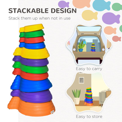 11pcs Kids Balance Stepping Stones, Fish Style - Non-slip, Stackable Obstacle Course for Toddler Balance