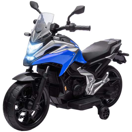 Honda Licensed 12V Ride on Motorbike for Kids with Headlights Music Training Wheels, for 3-6 Years, Blue Kids Crystal
