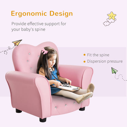 Kids Mini Princess Sofa Chair Toddler Children Upholstered Tufted Armchair Activity Couch Reclining Seat Boys Girls Furniture Pink