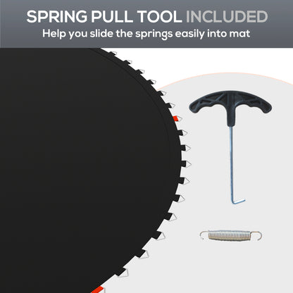 Trampoline Jumping Mat Replacement with Spring Tool 42 V-Hooks for 8ft Round Trampolines Black