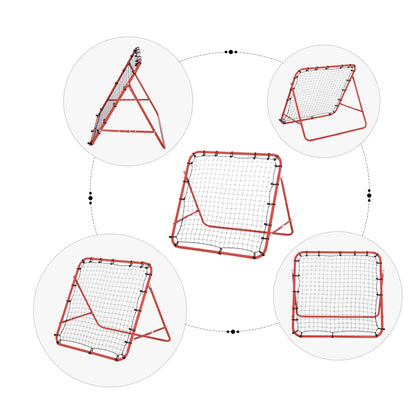 Kids Football Rebounder Net Training Soccer Kickback Target Goal Adjustable Red for Outdoor Play