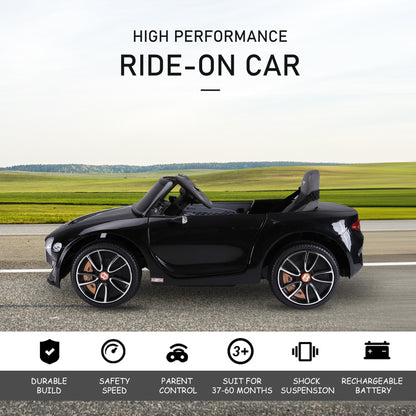 Licensed Bentley Ride-On Car: 12V, Electric, Battery Powered, Remote Control, 2 Speed, Black
