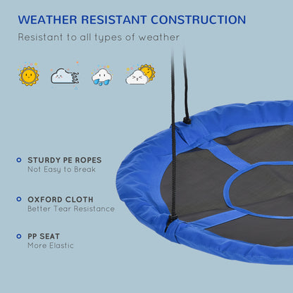 Giant Saucer Tree Swing, 43.25" Nest Web Rope Hanging Seat for Backyard Playground - Blue
