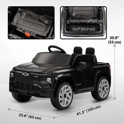 12V CHEVROLET SILVERADO EV RST Licensed Kids Car w/ Remote, Spring Suspension, Soft Start, Training Wheels, Black
