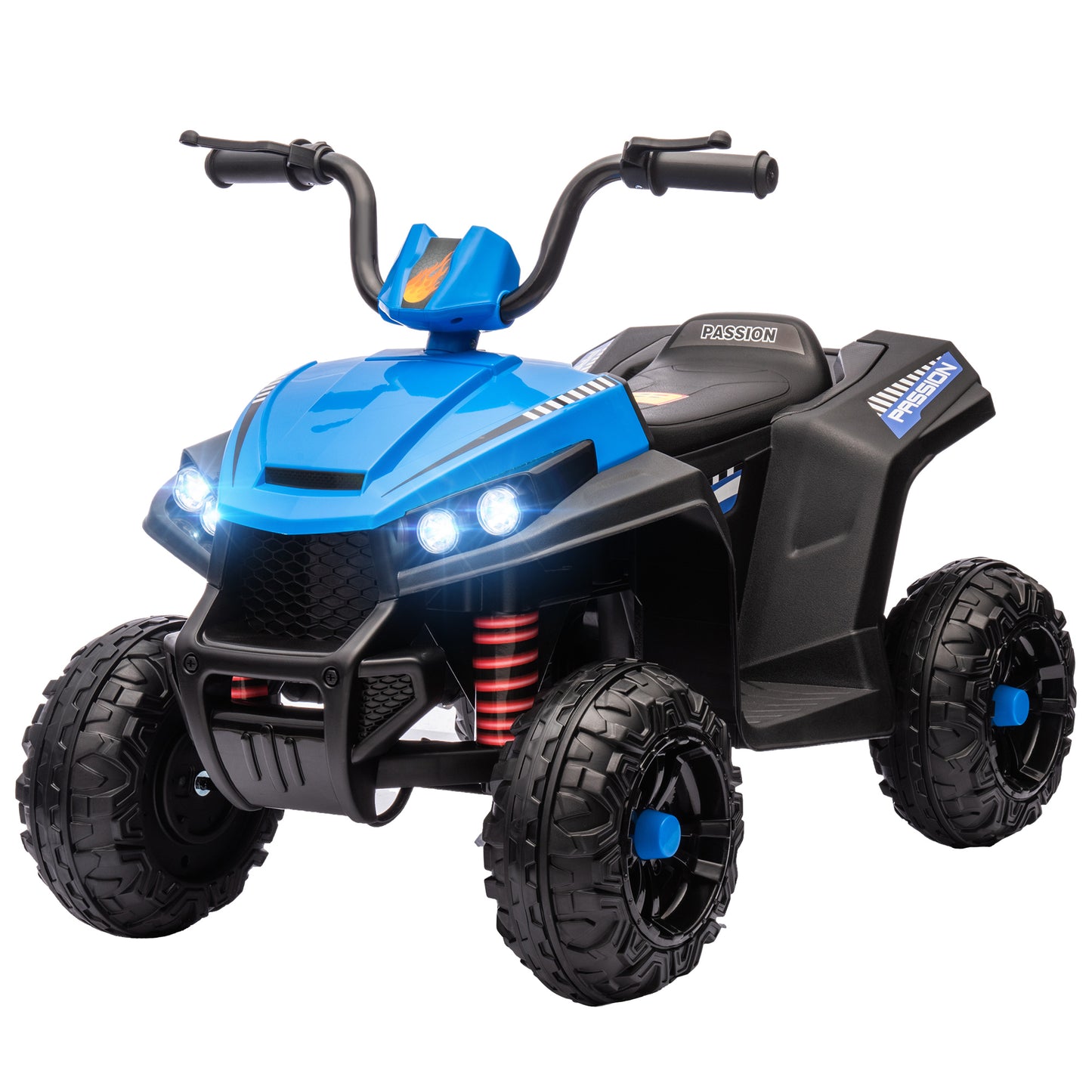 12V Kids ATV with Four Wheels Spring Suspension, Forward & Backward, LED Light, MP3, Music, Blue Kids Crystal