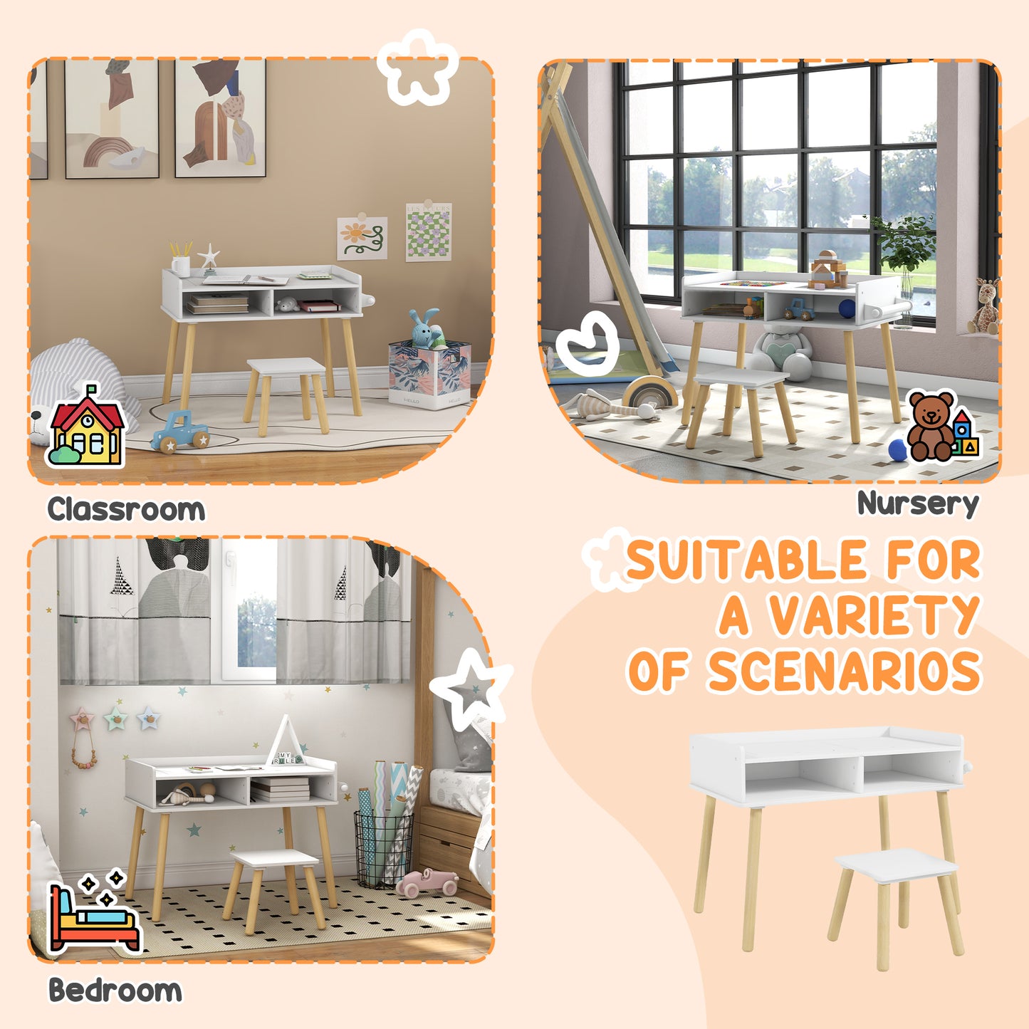 Versatile 3-in-1 Kids Activity Table & Chair Set, Perfect for Play, Drawing, Reading, Grey, Ideal for Nursery & Playroom