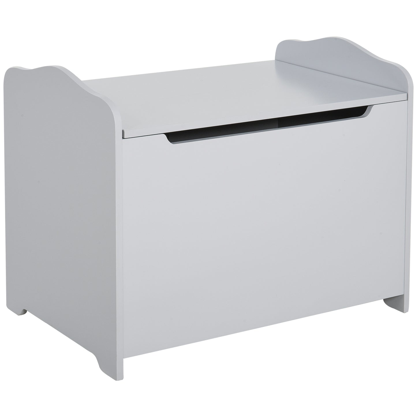 Large Wooden Toy Storage Box Organizer with Magnetic Hinge for Kids Playroom Chest with Groove Handle Grey Kids Crystal