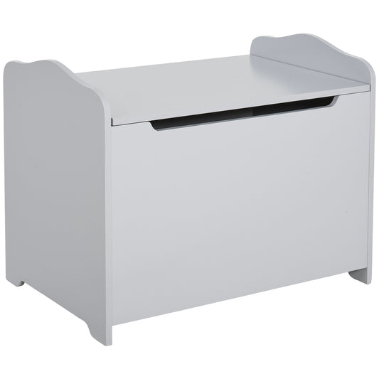 Large Wooden Toy Storage Box Organizer with Magnetic Hinge for Kids Playroom Chest with Groove Handle Grey Kids Crystal