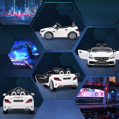 Kids Ride-On Car: 12V Electric, White, Remote Control, Music, Lights, 3-6 Years