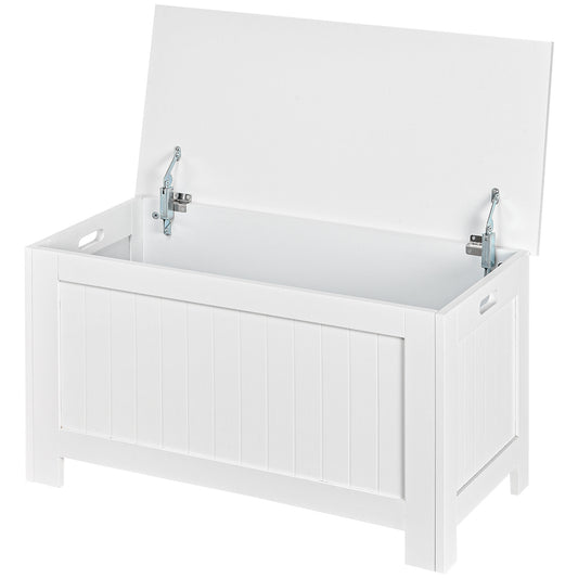 Toy Treasure Chest: Large Storage Box Cabinet with Lid, 2 Safety Hinges, Ideal for Kids' Room Organization, White Finish