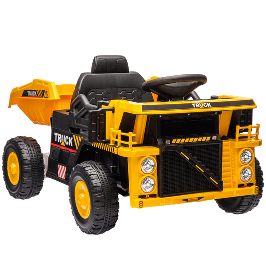 12V Kids Ride On Dump Truck Construction Vehicle w/ Electric Dump Bed, Shovel, Spring Suspension Wheels Kids Crystal