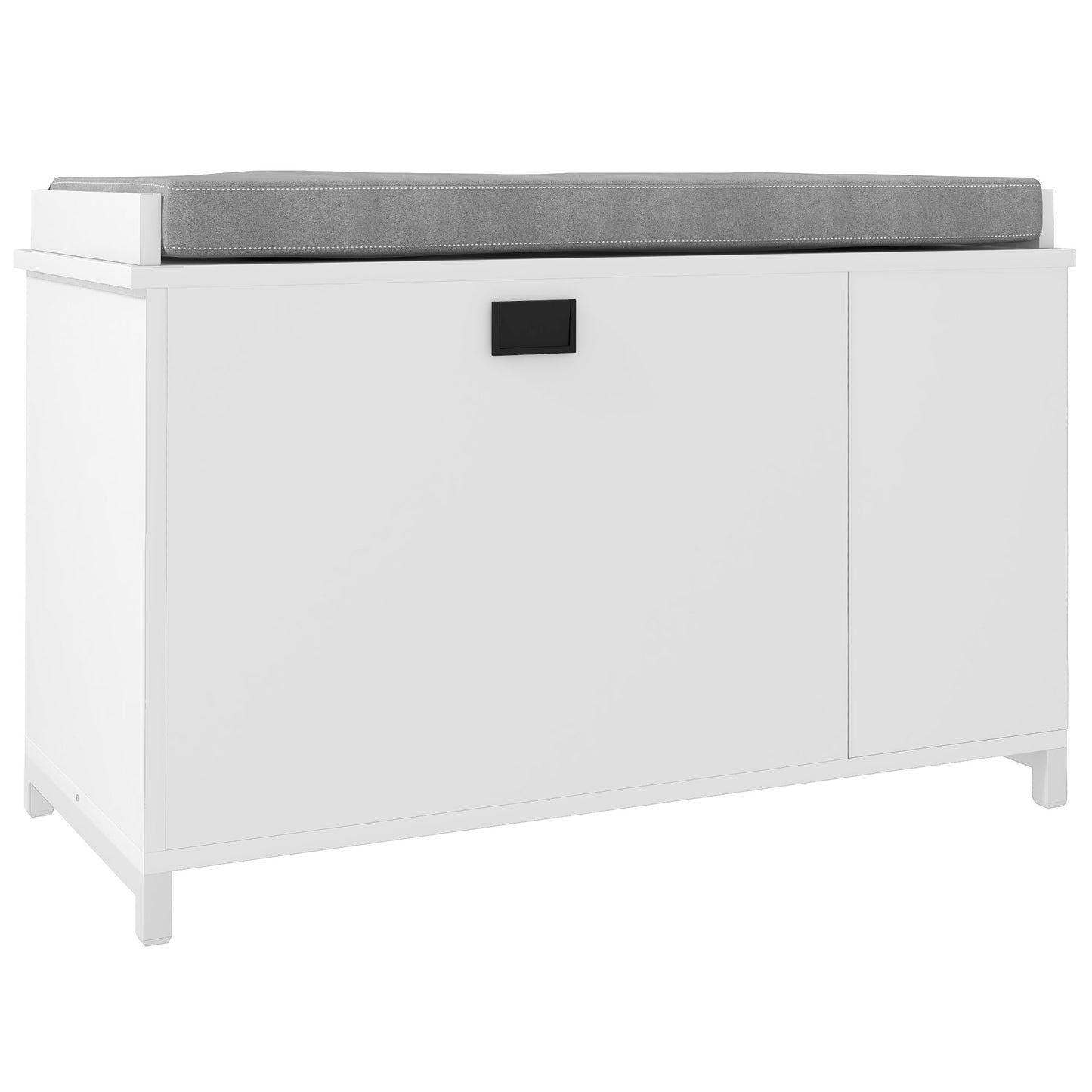 Hallway Bench with Shoe Storage Seat White Upholstered Flip Drawer Side Rack for 6 Pairs Kids Crystal