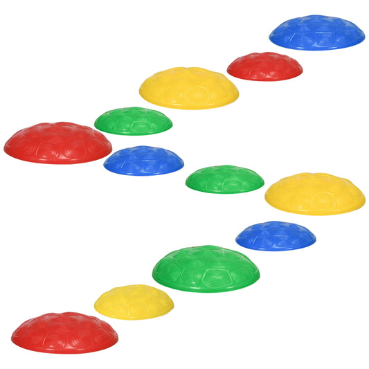 12pc Kids Turtle Shell Design Balance Stepping Stones with Anti-slip Mat Stackable for Ages 3-8 Kids Crystal