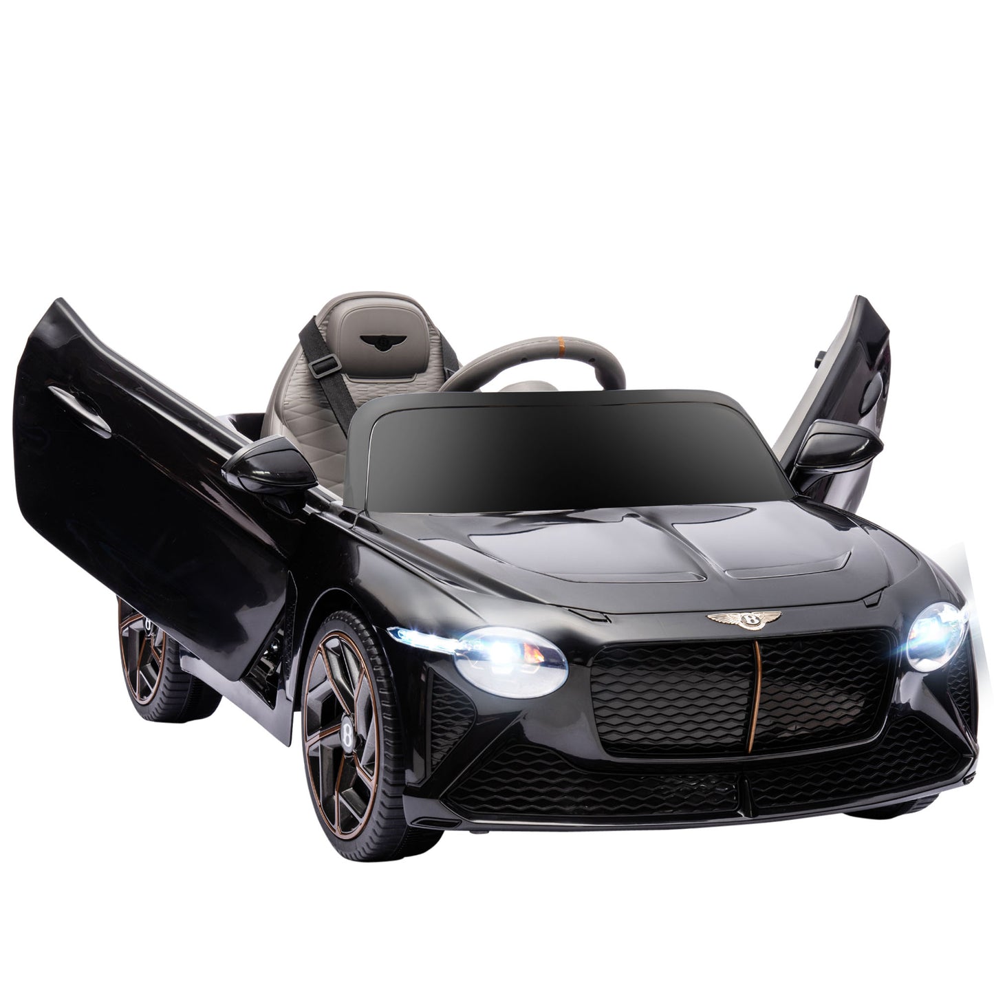 Kids Ride-On Car: 12V Electric, Remote Control, Portable Battery, Suspension System, Black Kids Crystal