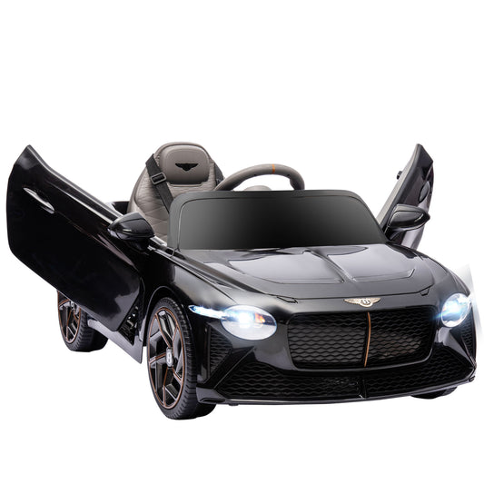 Kids Ride-On Car: 12V Electric, Remote Control, Portable Battery, Suspension System, Black Kids Crystal