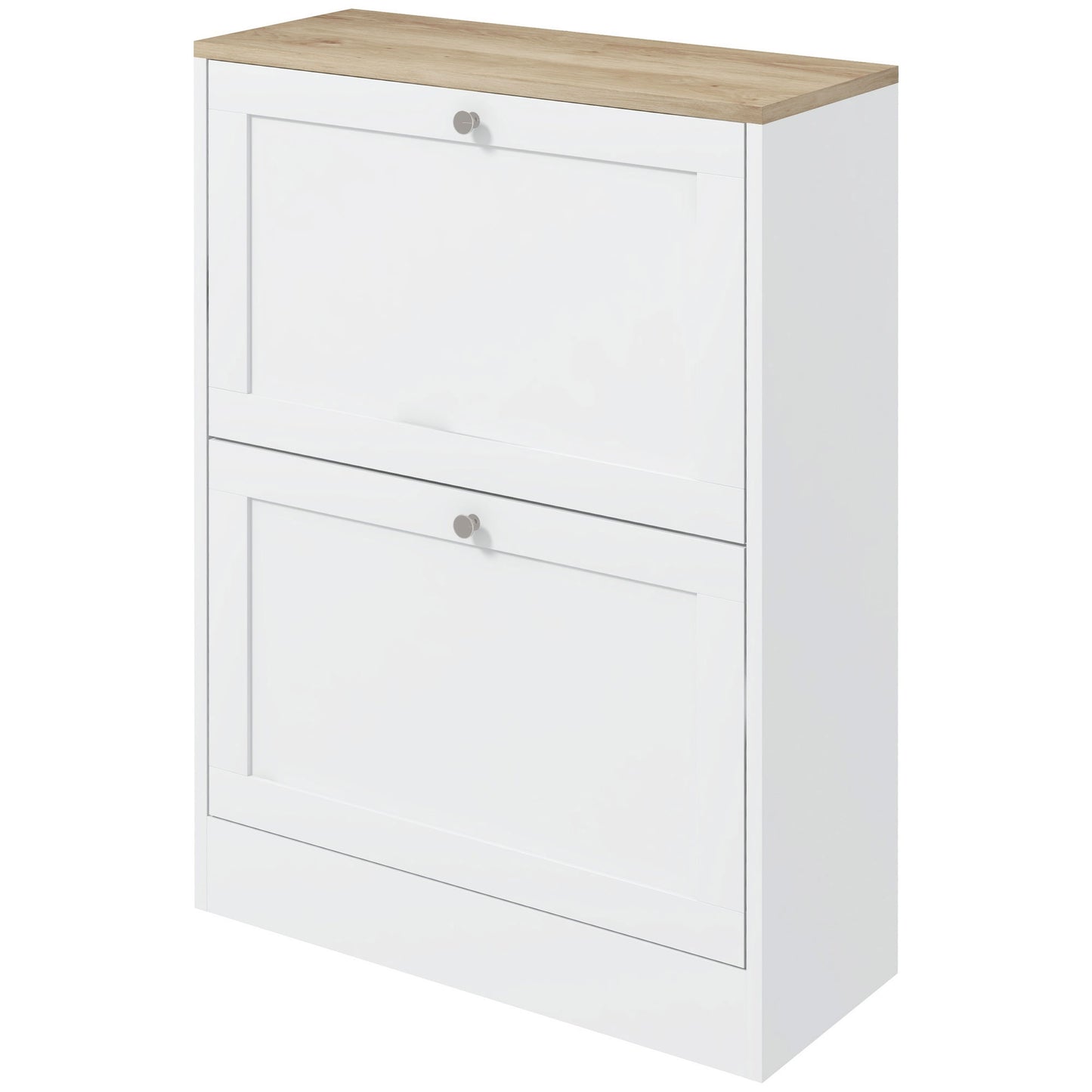 Slim Shoe Storage Cabinet, Modern Shoe Cabinet with 2 Flip Drawers and Adjustable Shelves for 12 Pairs, White Kids Crystal
