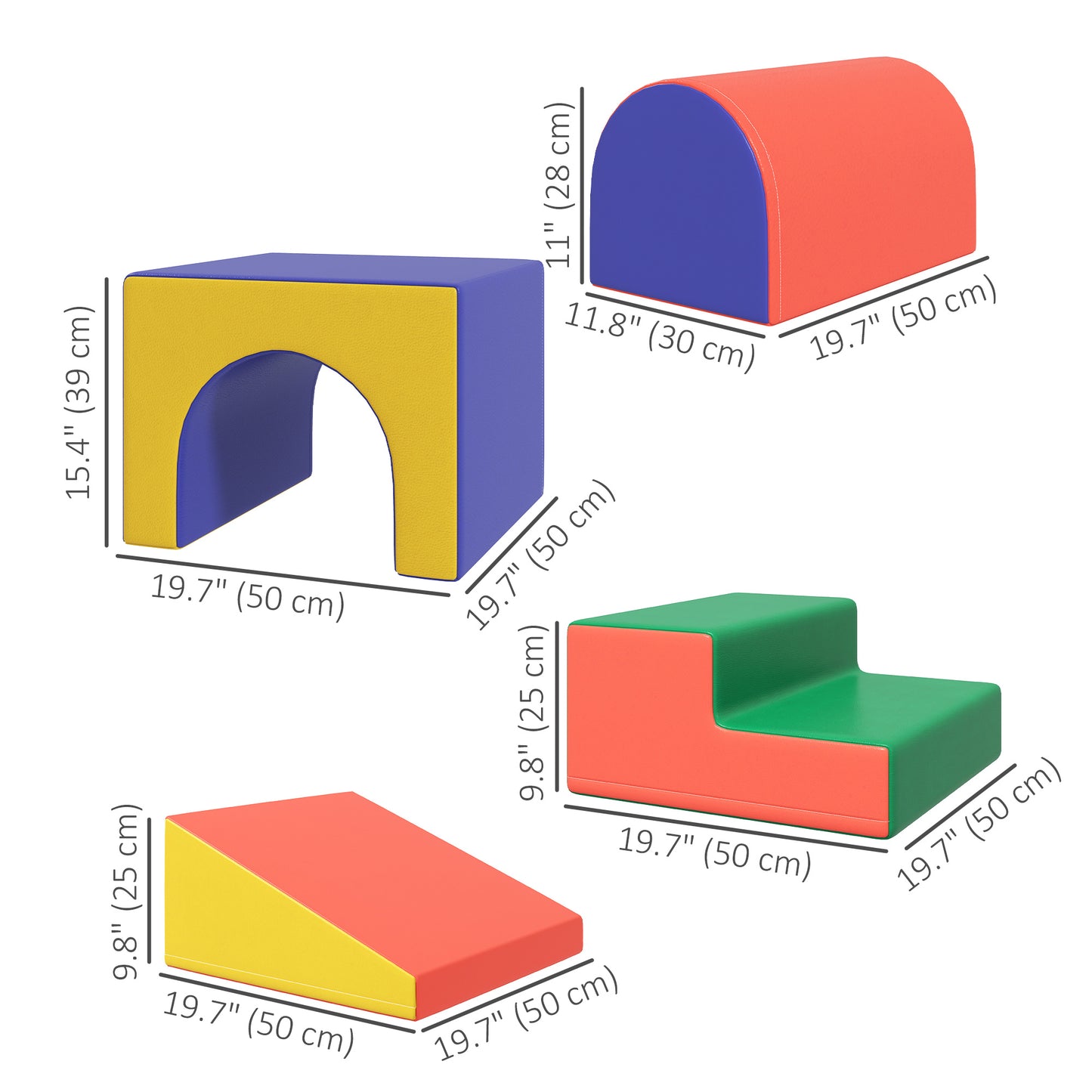 4 Piece Foam Play Set for Toddlers and Children, Classic Colour Kids Crystal