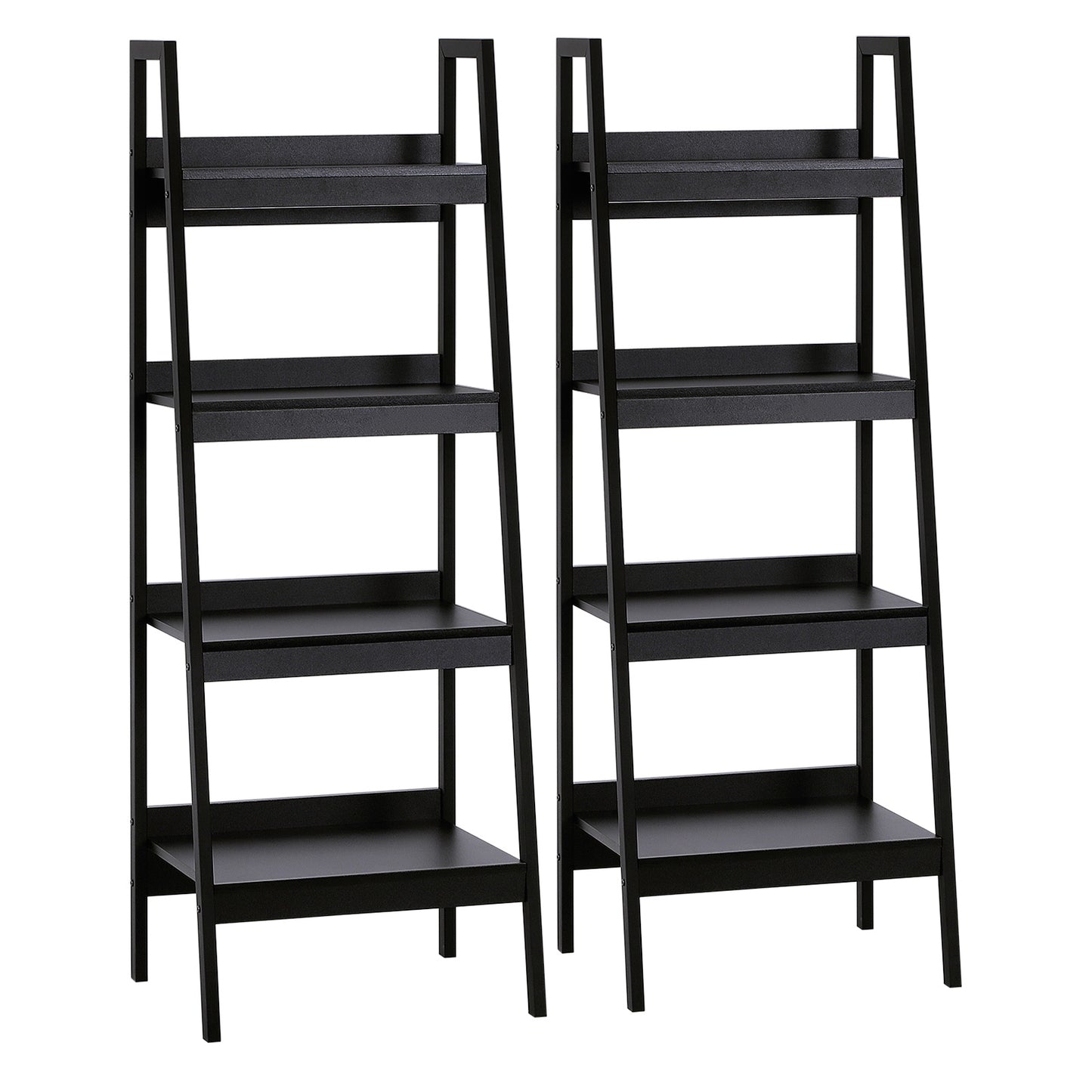 4 Tier Ladder Shelf Bookcase Set of 2 Display Rack Storage Shelving Unit Flower Plant Stand Multi-Use Black Kids Crystal