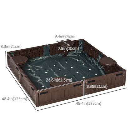 Shaded Sandbox: Childrens Outdoor Sandbox with Shade Canopy, Bottom Liner, Durable Play Area for Ages 3-12, Backyard Brown