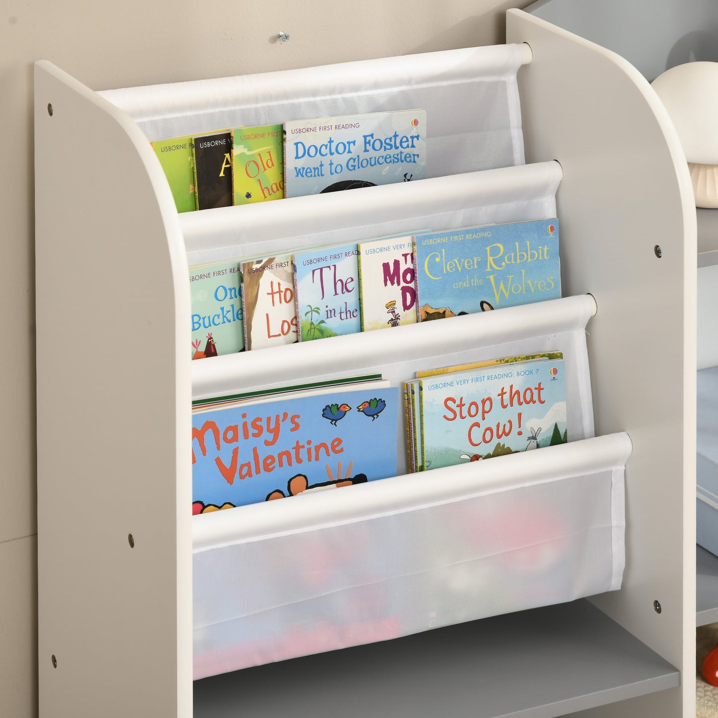 Kids Toy Storage Organizer Shelf Children Bookshelf for Bedroom Playroom Nursery Grey Kids Crystal