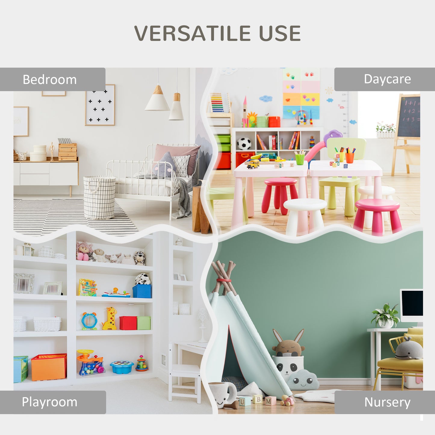 Kids Toy Storage Organizer Shelf Children Bookshelf for Bedroom Playroom Nursery Grey Kids Crystal