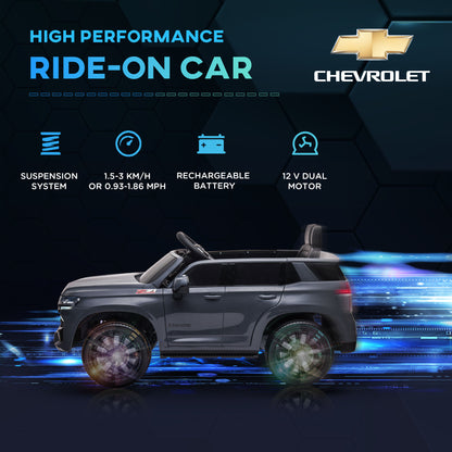 12V Chevrolet TAHOE Kids Ride On Car Remote Control MP3 Music Lights Electric Toy Truck 3-6 Years Grey