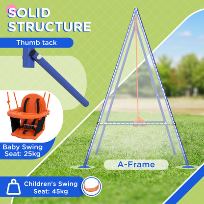 Heavy Duty Kid Swing Set with Safety Harness, Suitable for Babies 6 Months+, Indoor/Outdoor Use, Vibrant Orange