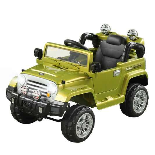12V Kids Ride-On Truck: Remote Control, 2 Speeds, Lights, MP3, LCD Power Indicator, Green Kids Crystal