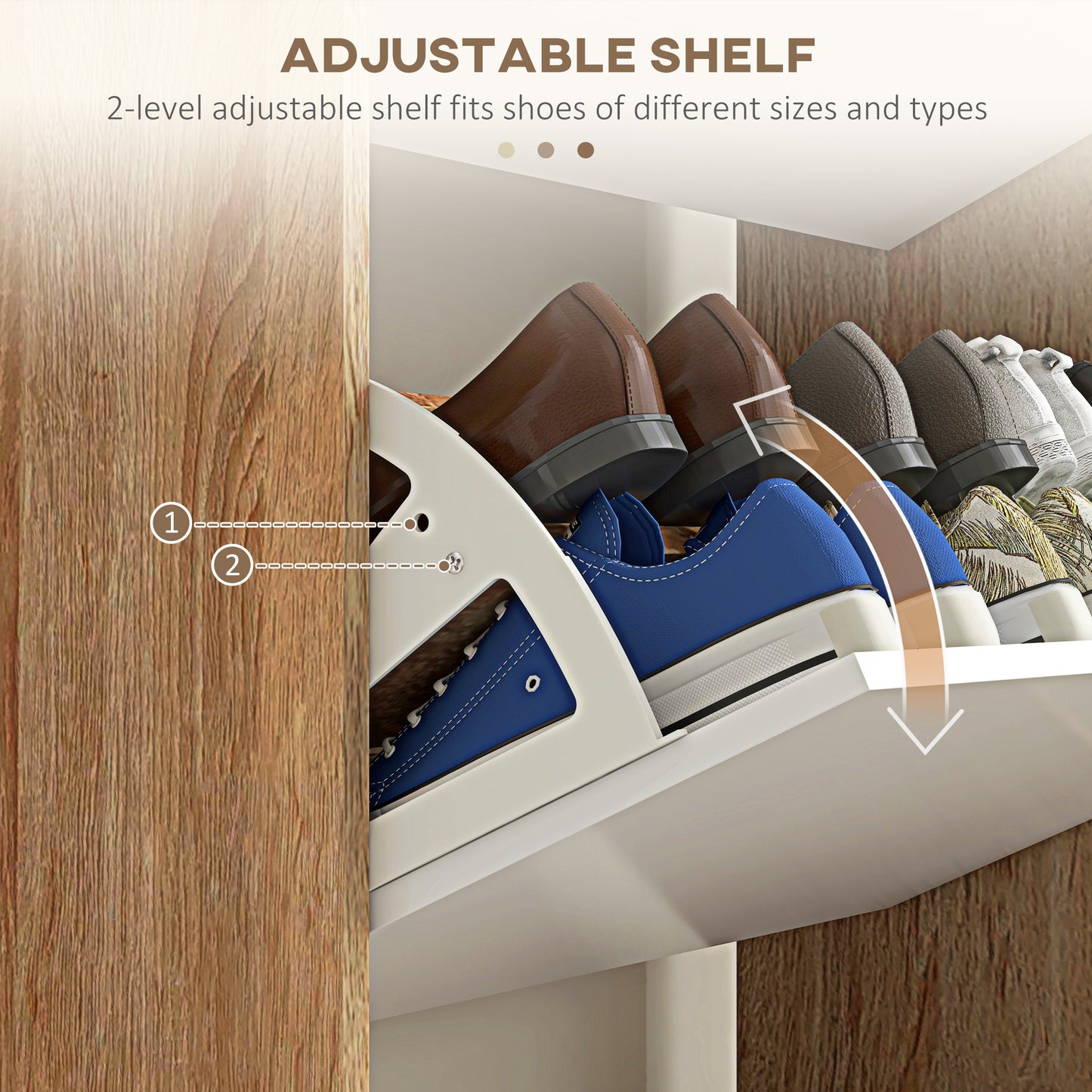 Slim Shoe Storage Cabinet with 3 Flip Drawers and Adjustable Shelves, Shoe Cabinet for 18-24 Pairs, White Kids Crystal