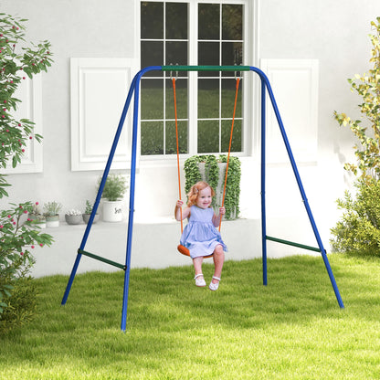 Heavy Duty Kid Swing Set with Safety Harness, Suitable for Babies 6 Months+, Indoor/Outdoor Use, Vibrant Orange