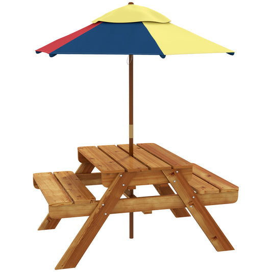 Toddler Water Table Kids Sand & Water Table with Removable Foldable Umbrella for Patio Lawn Garden, Aged 3-6 Years Old