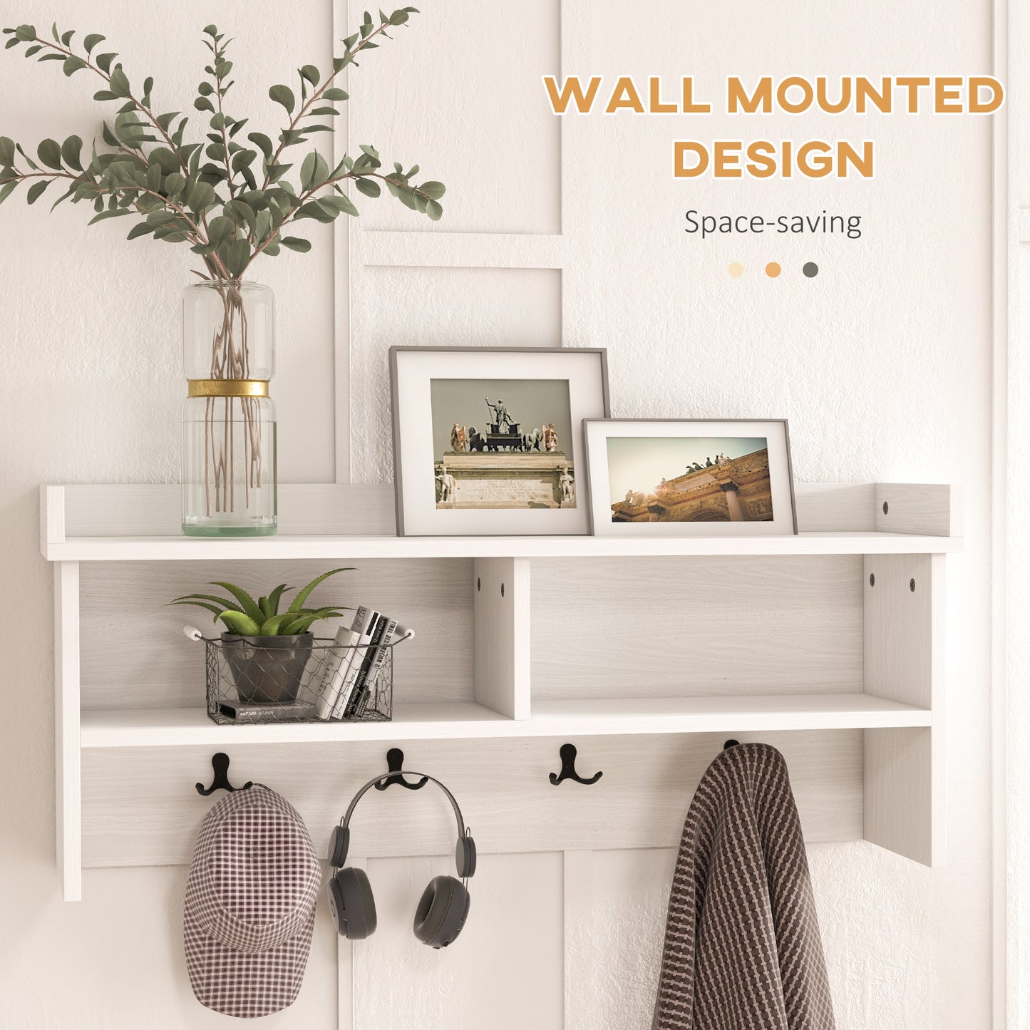 Coat Rack Shoe Bench Set Entryway 8 Cubbies 4 Hooks Hallway Living Room Bedroom White