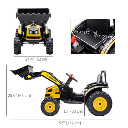 6V Kids Digger Ride On Excavator Battery Powered Construction Tractor Music Headlight Yellow