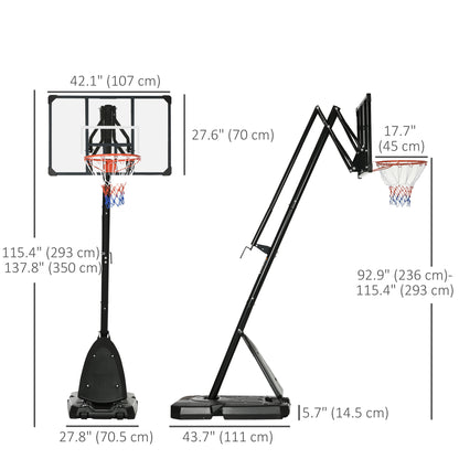 Adjustable Height Portable Basketball Hoop Stand with Backboard Wheels Weighted Base for Outdoor Indoor Play
