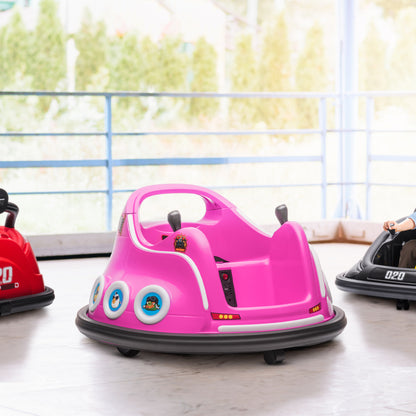 Angry Bird Licensed Electric Ride on Car, 12V Bumper Car for Kids w/ Dual Joysticks, 360 Degree Spin, Pink