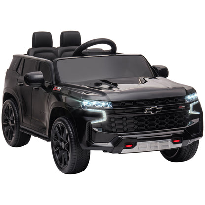 12V Ride on Car Licensed Chevrolet TAHOE with Remote Control, 3 Speed, LED Light, Horn, Music, for 3–6 Years Old, Black