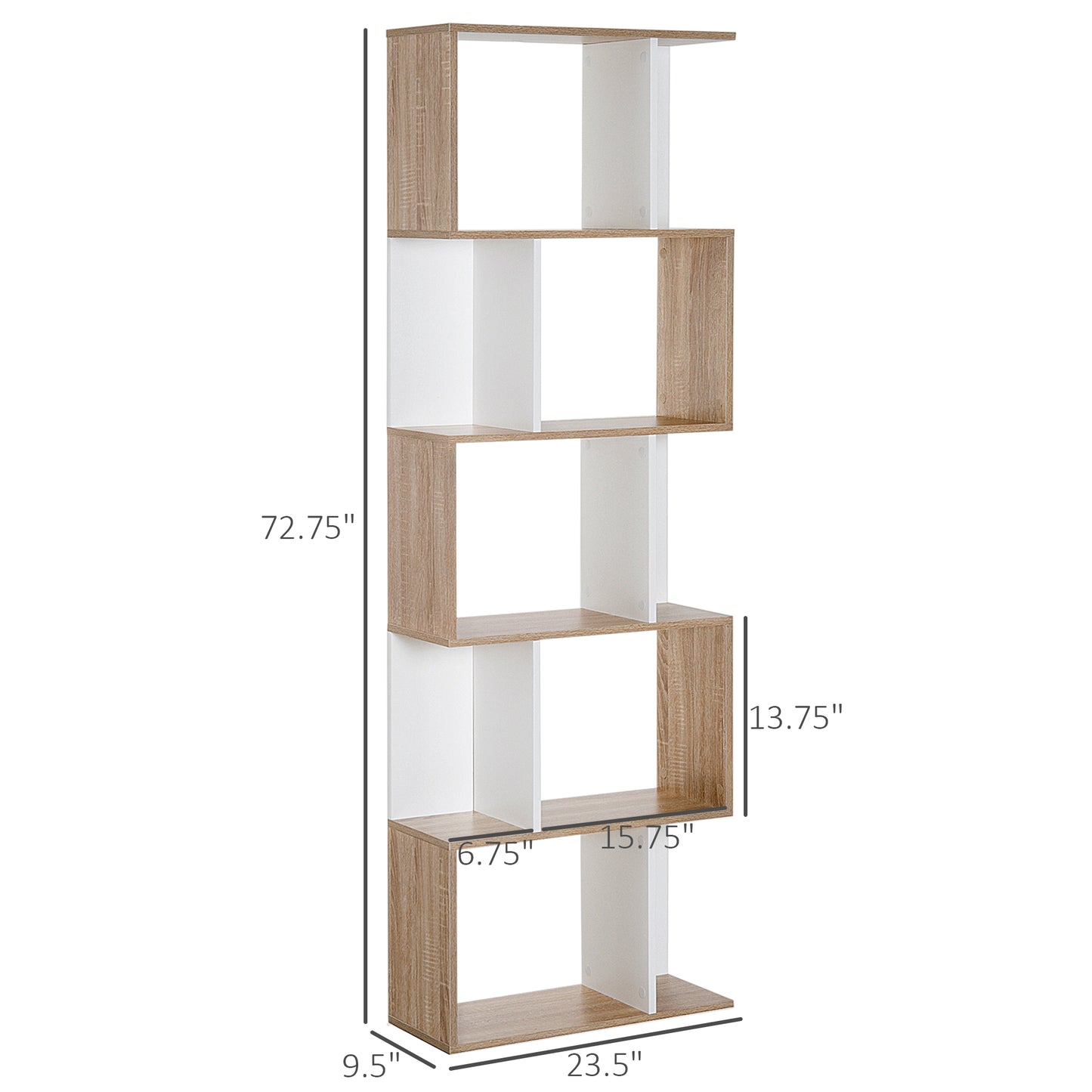 5-Tier Modern Bookcase Display Shelf Storage Room Divider for Living Room Home Office White Kids Crystal