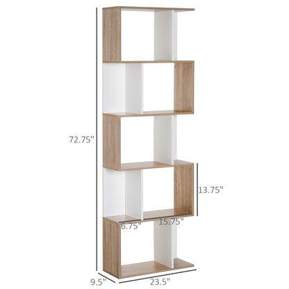 5-Tier Modern Bookcase Display Shelf Storage Room Divider for Living Room Home Office White