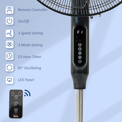 Standing Floor Fan Remote Control Stand Up Cooling Tall Pedestal Electric Bedroom Black
