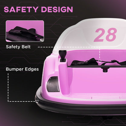 12V Bumper Car for Toddlers, Ride On Car with 360 Degree Remote Control, Lights Music Horn, for 1.5-5 Years, Pink