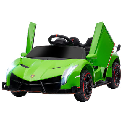 Kids Sports Car: 12V Electric, Butterfly Doors, 4.3Mph, Portable Battery, Green, for Boys/Girls