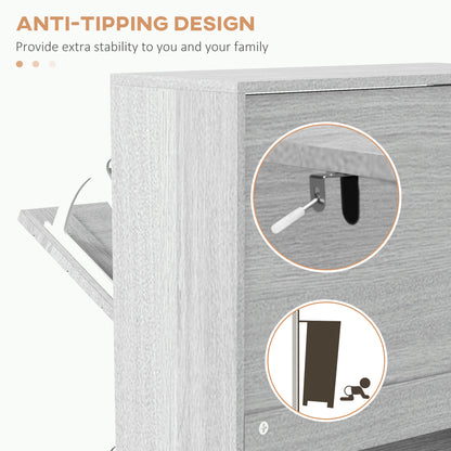 Narrow Shoe Storage Cabinet: 3 Flip Drawers, Slim Design, 12 Pair Organizer for Hallway, Entryway